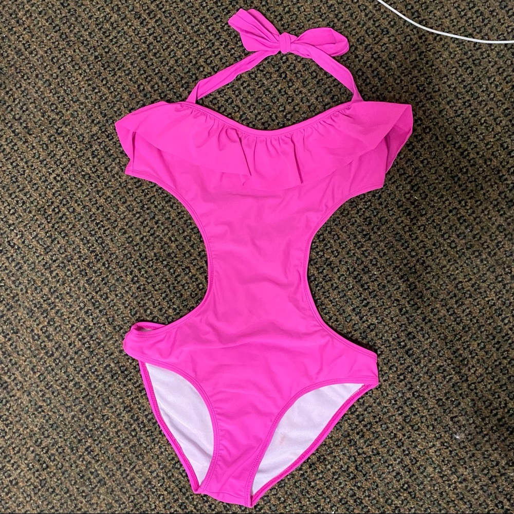 Pink Ruffled One Piece SwimSuit - Picture 3 of 13
